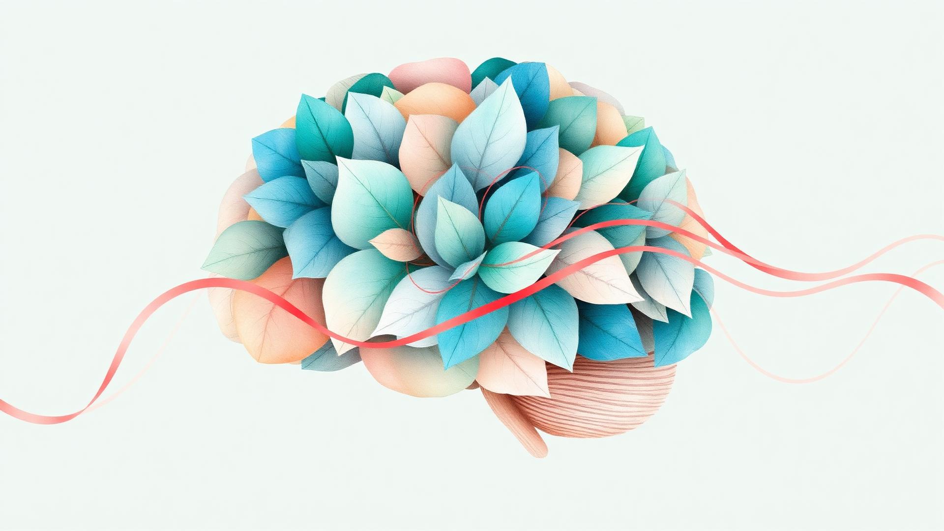 Artwork of a human brain blossoming into flowers, representing whole-person psychiatric care that treats the story, not just the symptom.